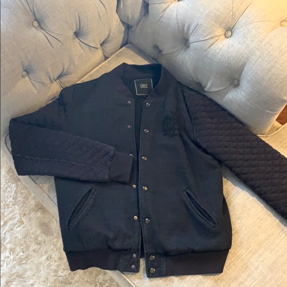 Quilted Obey Letterman jacket